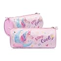 Kuber Industries Pack of 2 Round Pencil Pouch | Unicorn Pencil Pouch for Kids | Multi-Purpose Travel Pouch | Travel Organizer | Stationary Utility School Pouches | Geometry Box | Pink