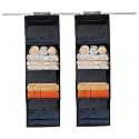 Kuber Industries Non-Woven (Pack of 2) Shoe Stoarge Rack|4 Shelf Closet Hanging Organizer|Foldable Wardrobe Storage For Cloth, Toys|Dress Shelf For Clothes with Velcro|Plain|Black, Drawer Organizers
