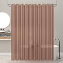 Kuber Industries Shower Curtains for Bathroom | Waterproof Curtains with Hooks | PVC Self Lining Design Curtain | 7 Feet | Brown