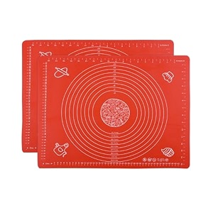 kuber industries pack of 2 silicone mat for chapati  reusable roti mat for kitchen  non-stick silicone sheet for chapati  ideal for rolling dough kneading amp baking  hw-9-rd  spiral - red