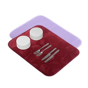 kuber industries pack of 2 soft microfiber dish drying mat for kitchen  38x50 machine washable amp quick drying water absorbing mat for kitchen dishes utensils amp crockery  maroon amp purple