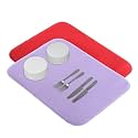 Kuber Industries Pack of 2 Soft Microfiber Dish Drying Mat for Kitchen | 38x50 Machine Washable &amp; Quick Drying Water Absorbing Mat for Kitchen Dishes, Utensils &amp; Crockery | Purple &amp; Red