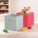 Kuber Industries Pack of 2 Square Foldable &amp; Multipurpose Wardrobe Storage Organizer for Home | 11 Inch Portable Cupboard/Closet Organiser Storage Box for Clothes &amp; Toys | Pink &amp; Grey