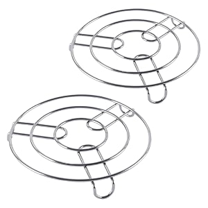 kuber industries pack of 2 stainless steel trivets stand for hot utensils in kitchen  cooker stand amp heat-resistant surface protector  vessel holder for kitchen counters amp dining table  silver