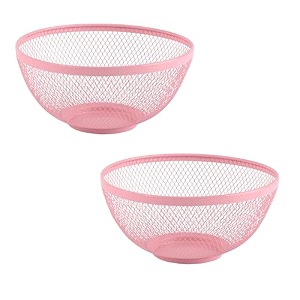 kuber industries pack of 5 fruit basket  stainless steel vegetables strainer  colander basket for pasta-noodles-grains  mesh basket with handle  8 inch  silver