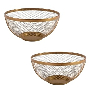 kuber industries pack of 5 fruit basket  stainless steel vegetables strainer  colander basket for pasta-noodles-grains  mesh basket with handle  8 inch  silver