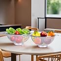 Kuber Industries Pack of 2 Stainless Steel Vegetables Strainer | Multipurpose Colander Basket for Pasta-Noodles-Grains 9 Inch | Silver