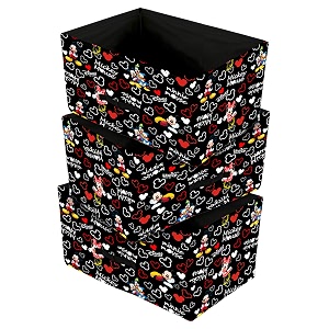 kuber industries disney mickey print non woven fabric modular closet organizer box with handle for cube storage units in closet set of 3black-kubmart16029