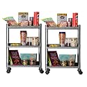 Kuber Industries Storage Rack with Wheels | 3-Layer Storage Organizer Rack | Multipurpose Storage Trolley Rack for Kitchen-Home-office | Revolving Vegetable Storage Trolley | Brown