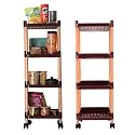 Kuber Industries Storage Rack with Wheels | 3-Layer Storage Organizer Rack | Multipurpose Storage Trolley Rack for Kitchen-Home-office | Revolving Vegetable Storage Trolley | Brown