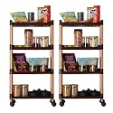 Kuber Industries Storage Rack with Wheels | 3-Layer Storage Organizer Rack | Multipurpose Storage Trolley Rack for Kitchen-Home-office | Revolving Vegetable Storage Trolley | Brown