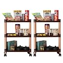 Kuber Industries Storage Rack with Wheels | 3-Layer Storage Organizer Rack | Multipurpose Storage Trolley Rack for Kitchen-Home-office | Revolving Vegetable Storage Trolley | Brown