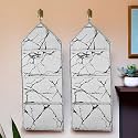 Kuber Industries Pack of 2 Wall Hanging Organizer | Foldable Document Holder | 3 Multi-Purpose Storage Pocket | Hanging Stationary-Magazine Organizer | Marble-Design | Light Grey
