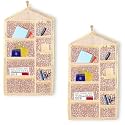 Kuber Industries Flower Printed Multiuses 3 Pockets Wall Hanging Storage Organizer/Holder For Home (Cream &amp; Red)-50KM01175(Cotton)