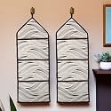 Kuber Industries Wall Hanging Organizer | 3 Multi-Purpose Storage Pocket | Foldable Document Holder | Hanging Stationary Organizer | Magazine Organizer | Wave-Design | Cream