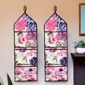 Kuber Industries Wall Hanging Organizer | Quilted Fabric Stationary Organizer | Waterproof 3 Multi-Purpose Pocket | Magazine Organizer | Foldable Document Holder | Brown Flower | Cream