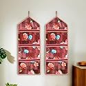 Kuber Industries Polyvinyl Chloride Pack of 2 Wall Hanging Clothing Organizer for Wardrobe with 3 Pockets &amp; Zip | Letter Holder, Socks &amp; Tie Storage Pouches | Gulab Print -Maroon, Multicolor