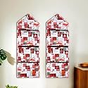 Kuber Industries Pack of 2 Wall Hanging Organizer for Wardrobe with 3 Pockets &amp; Zip | Letter Holder, Socks &amp; Tie Storage Pouches | Dil Design - White