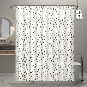 kuber industries pack of 2 waterproof 7134 x 7134 shower curtains for bathroom with 12 rings  washroom partition screen amp wall divider parda for bathing privacy  jy-3-5  green leaf print - white