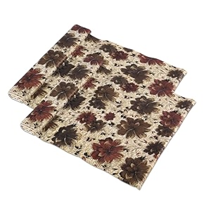 kuber industries pack of 2 waterproof amp durable 5 meters kitchen mats for shelf liner roll  wipeable fridge sheets for shelves cabinet drawer  brown flowers - cream