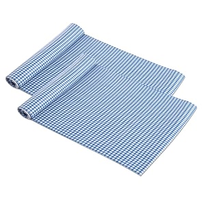 kuber industries pack of 2 waterproof amp durable 5 meters kitchen mats for shelf liner roll  wipeable fridge sheets for shelves cabinet drawer  barik check - white amp blue