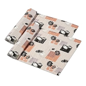 kuber industries pack of 2 waterproof amp durable 10 meters kitchen mats for shelf liner roll  wipeable fridge sheets for shelves cabinet drawer  lotus print - brown amp pink