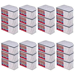 kuber industries pack of 24 blouse cover  jute-printed  clothes storage bag  wardrobe organiser with zipper  side transparent blouse organizer  blouse protector bag  grey