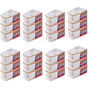 kuber industries pack of 24 blouse cover  gola-printed  clothes storage bag  wardrobe organiser with zipper  side transparent blouse organizer  blouse protector bag  white