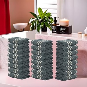 kuber industries pack of 24 cotton face towel  14x21 inch  workout gym napkins  hand towel for men amp woman  quick-drying napkins for travel use  plain crape-dark grey