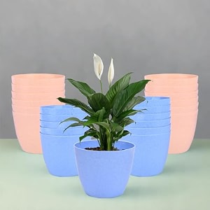 kuber industries plastic hanging flower pot for balcony amp railing set of 6 blue-18x18x59 cm