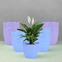 Kuber Industries Plastic Hanging Flower Pot for Balcony &amp; Railing Set of 6 (Blue)-18x18x59 cm