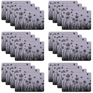 kuber industries pack of 24 fridge shelf mat  mats for fridge shelves  washable refrigerator mat  butterfly trees print fridge sheet  white amp black
