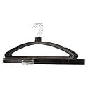 Kuber Industries Plastic Set of 6 - Hangers for Clothes | Hangers for Sarees &amp; Dress Hanging | 360 Degree Swivel Wardrobe Hanger | Cut Notches Hanging Garments and Accessories | Black