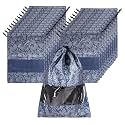 Kuber Industries Pack of 24 Shoe Bag for Travel | Drawstring Footwear Pouches &amp; Toiletries Packing Bags/Covers for Travelling | Flowers - Navy Blue