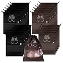 Kuber Industries Pack of 24 Shoe Bags | Shoe Bags for Travel | Non-Woven Shoe Storage Bags | Storage Organizers Set | Shoe Cover with Transparent Window | Shoe Dori Cover | Black &amp; Coffee