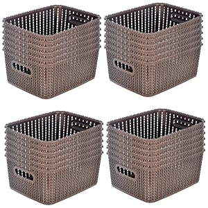 kuber industries pack of 6 storage basket  large m 20  multipurposes countertop baskets  basket for storage kitchen stationary  cabinets storage organizer  brown
