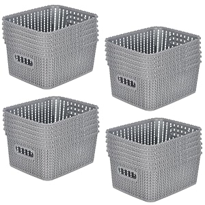 kuber industries pack of 6 storage basket  large m 20  multipurposes countertop baskets  basket for storage kitchen stationary  cabinets storage organizer  grey