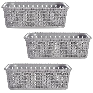 kuber industries pack of 3 storage basket  small m 15  multipurposes countertop baskets  basket for storage kitchen stationary  cabinets storage organizer  grey