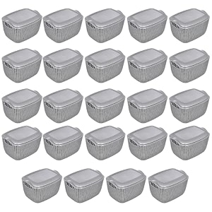 kuber industries pack of 3 storage basket  small m 25  multipurposes countertop baskets with lid  basket for storage kitchen stationary  cabinets storage organizer  grey