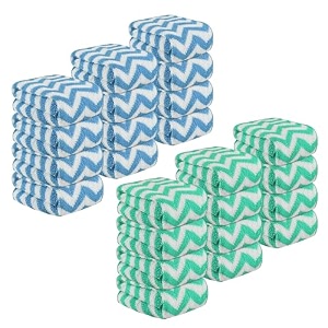 kuber industries pack of 24 super absorbent amp reusable microfibre face towels for women  15x15 in  kids soft amp easy to wash small towels for face and hand  zig zag blue amp green