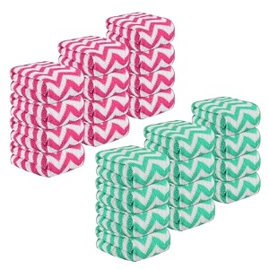 kuber industries pack of 24 super absorbent amp reusable microfibre face towels for women  15x15 in  kids soft amp easy to wash small towels for face and hand  zig zag pink amp green