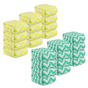 kuber industries pack of 24 super absorbent amp reusable microfibre face towels for women  15x15 in  kids soft amp easy to wash small towels for face and hand  zig zag yellow amp green