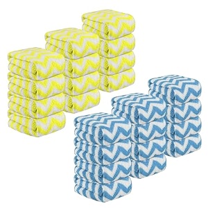 kuber industries pack of 24 super absorbent amp reusable microfibre face towels for women  15x15 in  kids soft amp easy to wash small towels for face and hand  zig zag yellow amp blue