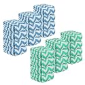 Kuber Industries Pack of 24 Super Absorbent &amp; Reusable Microfibre Face Towels for Women | 15x15 in | Kids Soft &amp; Easy to Wash Small Towels for Face and Hand | Zig Zag Blue &amp; Green