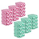 Kuber Industries Pack of 24 Super Absorbent &amp; Reusable Microfibre Face Towels for Women | 15x15 in | Kids Soft &amp; Easy to Wash Small Towels for Face and Hand | Zig Zag Pink &amp; Green
