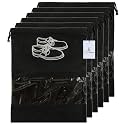 Kuber Industries 6 Piece Non Woven Travel Shoe Cover, String Bag Organizer, Black -CTMTC039486