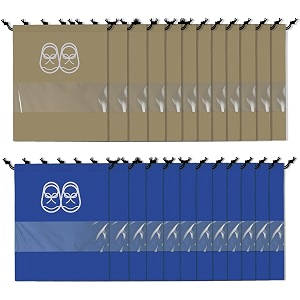 kuber industries pack of 24 travel shoe organizer  storage bags  travel carrying bag  storage organizers set  shoe cover with transparent window  shoe dori cover  brown amp royal blue