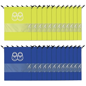 kuber industries pack of 24 travel shoe organizer  storage bags  travel carrying bag  storage organizers set  shoe cover with transparent window  shoe dori cover  yellow amp royal blue