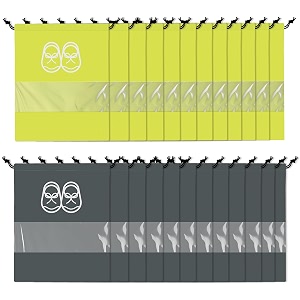 kuber industries pack of 24 travel shoe organizer  storage bags  travel carrying bag  storage organizers set  shoe cover with transparent window  shoe dori cover  yellow amp gray
