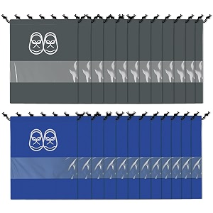 kuber industries pack of 24 travel shoe organizer  storage bags  travel carrying bag  storage organizers set  shoe cover with transparent window  shoe dori cover  royal blue amp gray